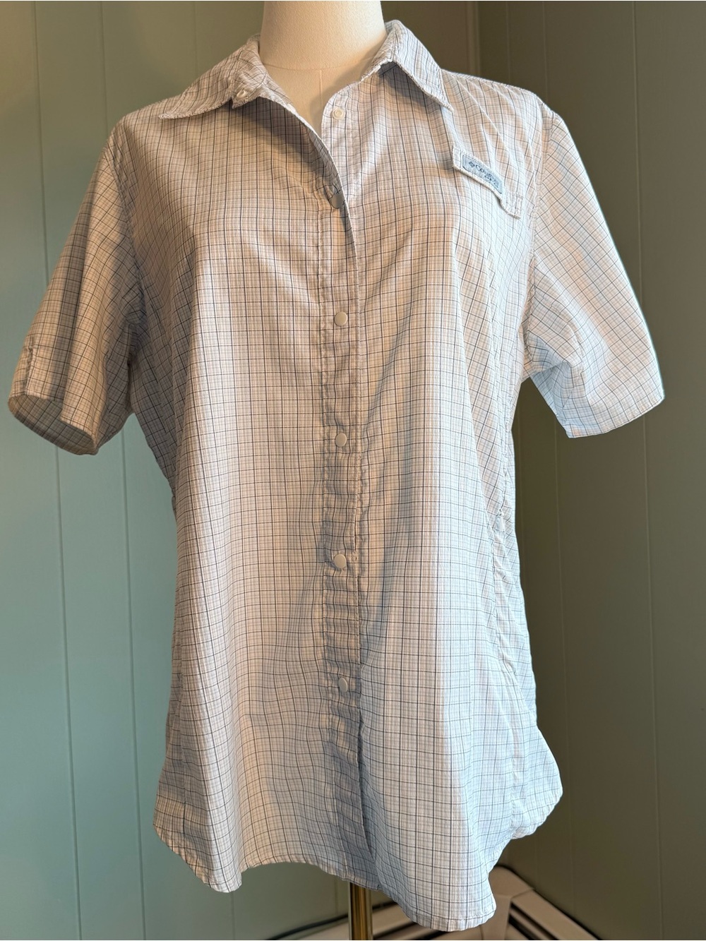Women’s Columbia PFG Tamiami Plaid Short Sleeve Snap-Front Shirt Size Large
